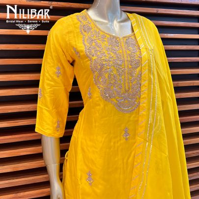 Yellow Silk and Organza Garara Suit Set