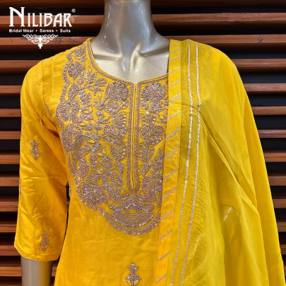 Yellow Silk and Organza Garara Suit Set
