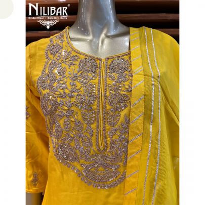 Yellow Silk and Organza Garara Suit Set