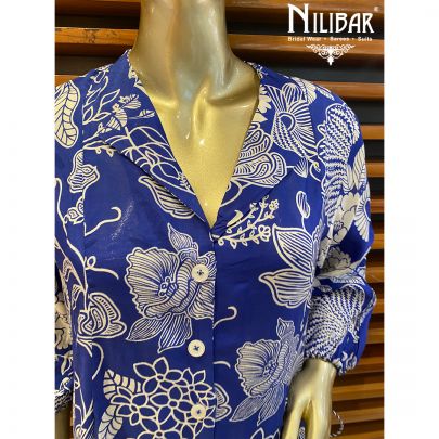 Blue and White Cotton Kurta Sets