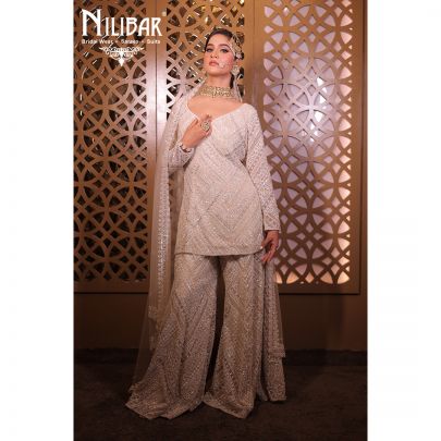 White Net Palazzo Suit
