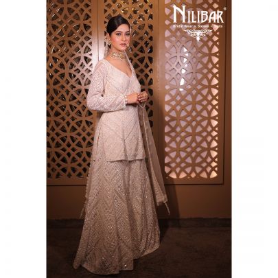 White Net Palazzo Suit