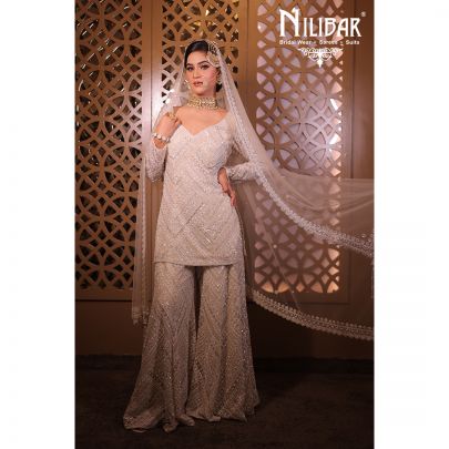 White Net Palazzo Suit