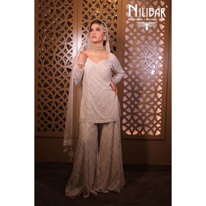 White Net Palazzo Suit