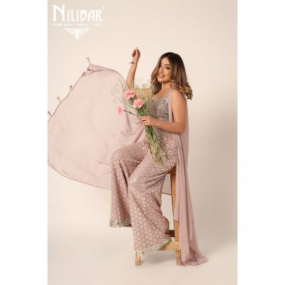Mauve Georgette Palazzo Set