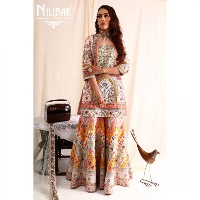 Multicolor Silk Garara Suit