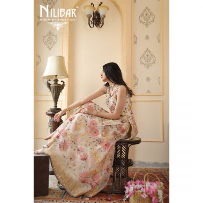 Cream Net Palazzo Suit