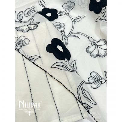 Light Cream Mul Cotton Unstitched Suit