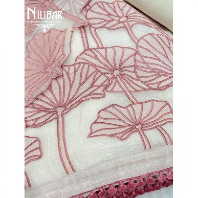 Off White & Light Pink Cotton Unstitched Suit