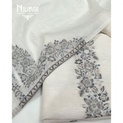 White Munga Cotton Unstitched Suit