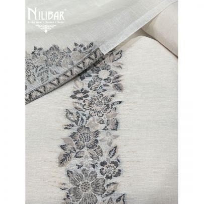 White Munga Cotton Unstitched Suit