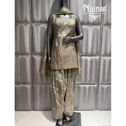 Green Silk Embroidered Farshi Salwar Suit