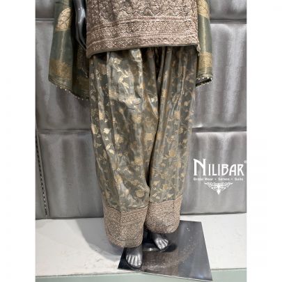 Green Silk Embroidered Farshi Salwar Suit