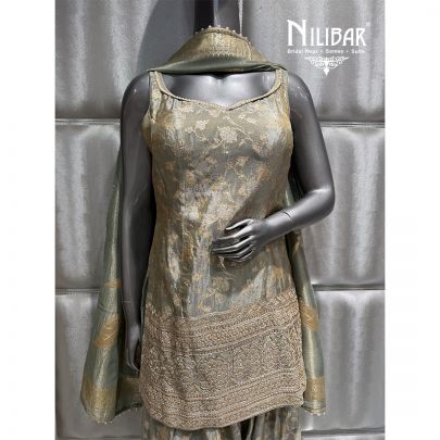 Green Silk Embroidered Farshi Salwar Suit