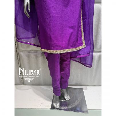 Purple Silk Embroidered Pant Suit