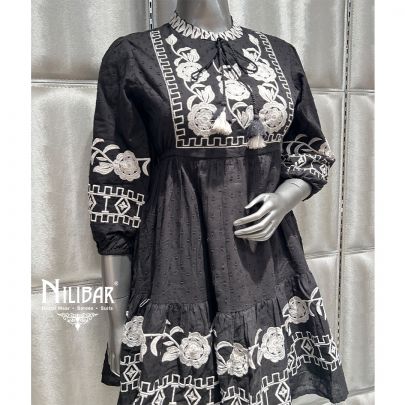 Black Cotton Peplum with Dhoti Suit