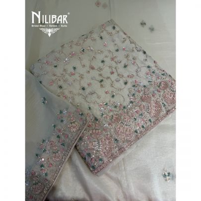 Ivory Lame Silk Shirt Paired With Bottom & Dupatta