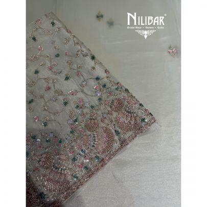 Ivory Lame Silk Shirt Paired With Bottom & Dupatta