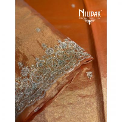 Orange Lame Silk Shirt Paired With Bottom & Dupatta