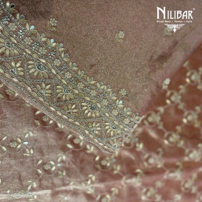 Peach Lame Silk Shirt Paired With Crepe Bottom & Dupatta