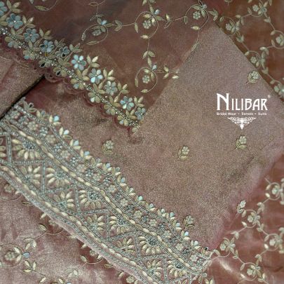 Peach Lame Silk Shirt Paired With Crepe Bottom & Dupatta