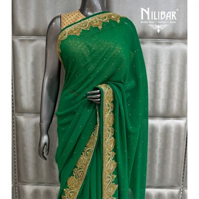Bottle Green Georgette Saree