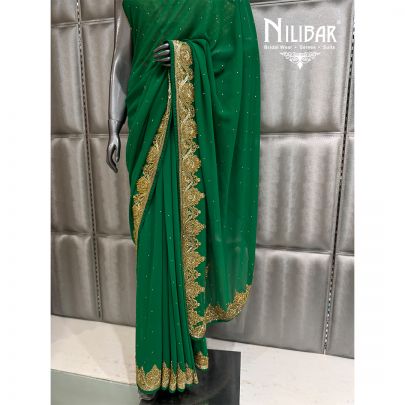 Bottle Green Georgette Saree