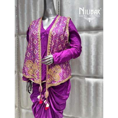 Jam Purple Silk Dhoti Set