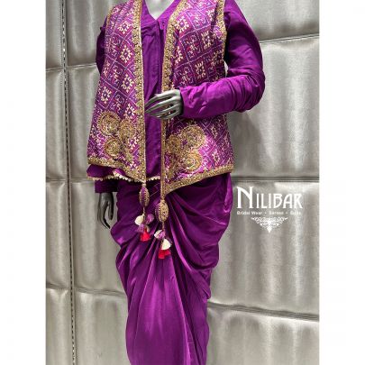 Jam Purple Silk Dhoti Set