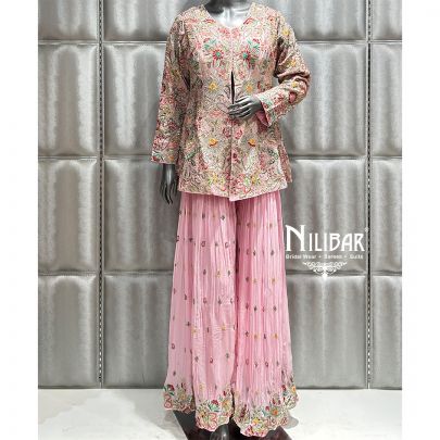 Light Pink Georgette Embroidered Co-ord Set