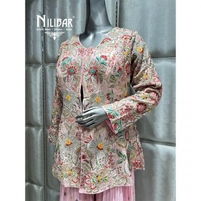 Light Pink Georgette Embroidered Co-ord Set