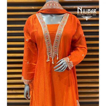 Orange Silk Anarkali Suit
