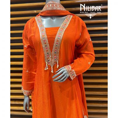 Orange Silk Anarkali Suit