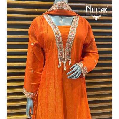 Orange Silk Anarkali Suit