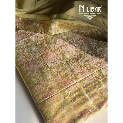 Butterscotch Yellow Banarasi Silk Unstitched Suit