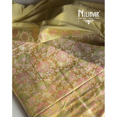 Butterscotch Yellow Banarasi Silk Unstitched Suit