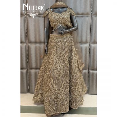 Gold Net Embroidered Lehenga