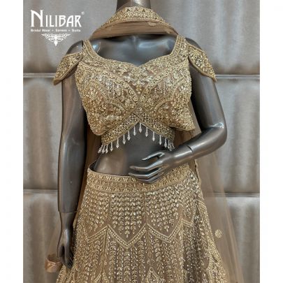 Gold Net Embroidered Lehenga
