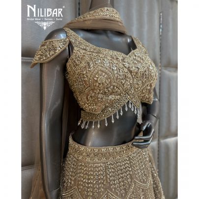 Gold Net Embroidered Lehenga