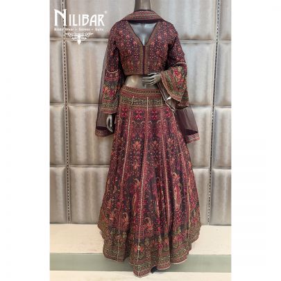 Dark Mauve Crepe Lehenga
