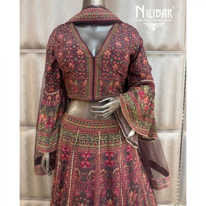 Dark Mauve Crepe Lehenga