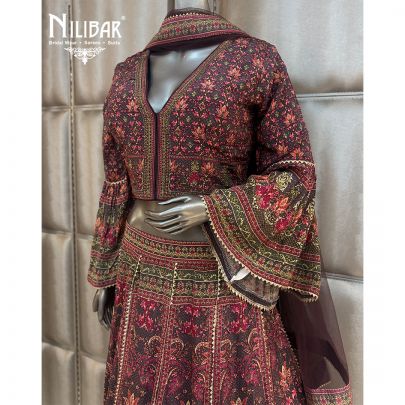 Dark Mauve Crepe Lehenga