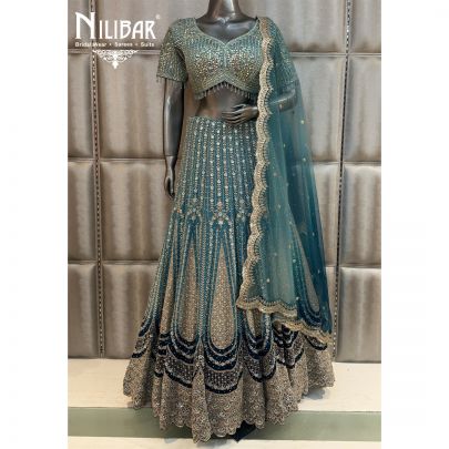 Blue Ombre Georgette Lehenga