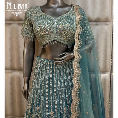 Blue Ombre Georgette Lehenga