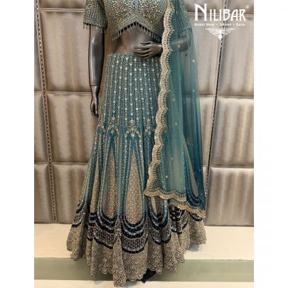 Blue Ombre Georgette Lehenga