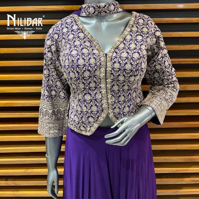 Purple Georgette Indo-Western Set