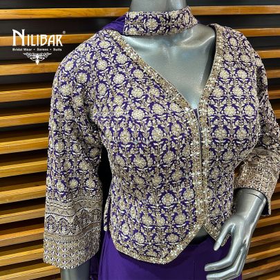 Purple Georgette Indo-Western Set