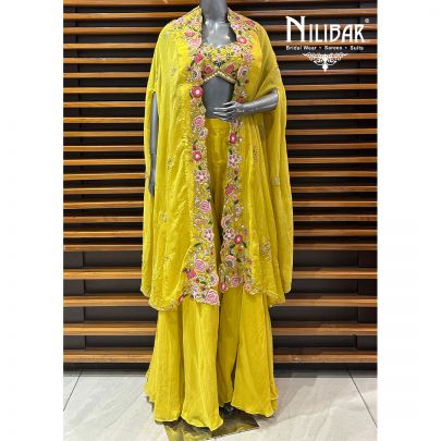 Yellow Organza Indo-Western Set