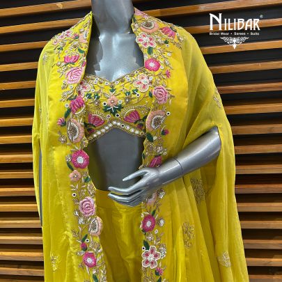 Yellow Organza Indo-Western Set