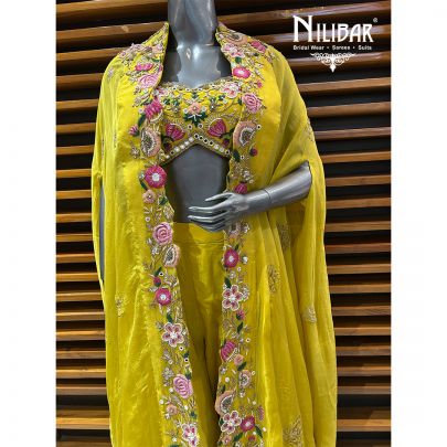 Yellow Organza Indo-Western Set